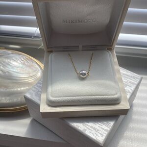 8mm Mikimoto A+ Akoya Pearl on 17” 18k Yellow Gold Cable Chain
